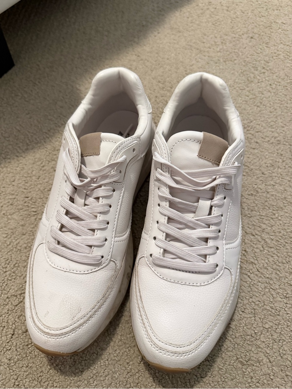 Zara White Leather Low-Top Sneakers